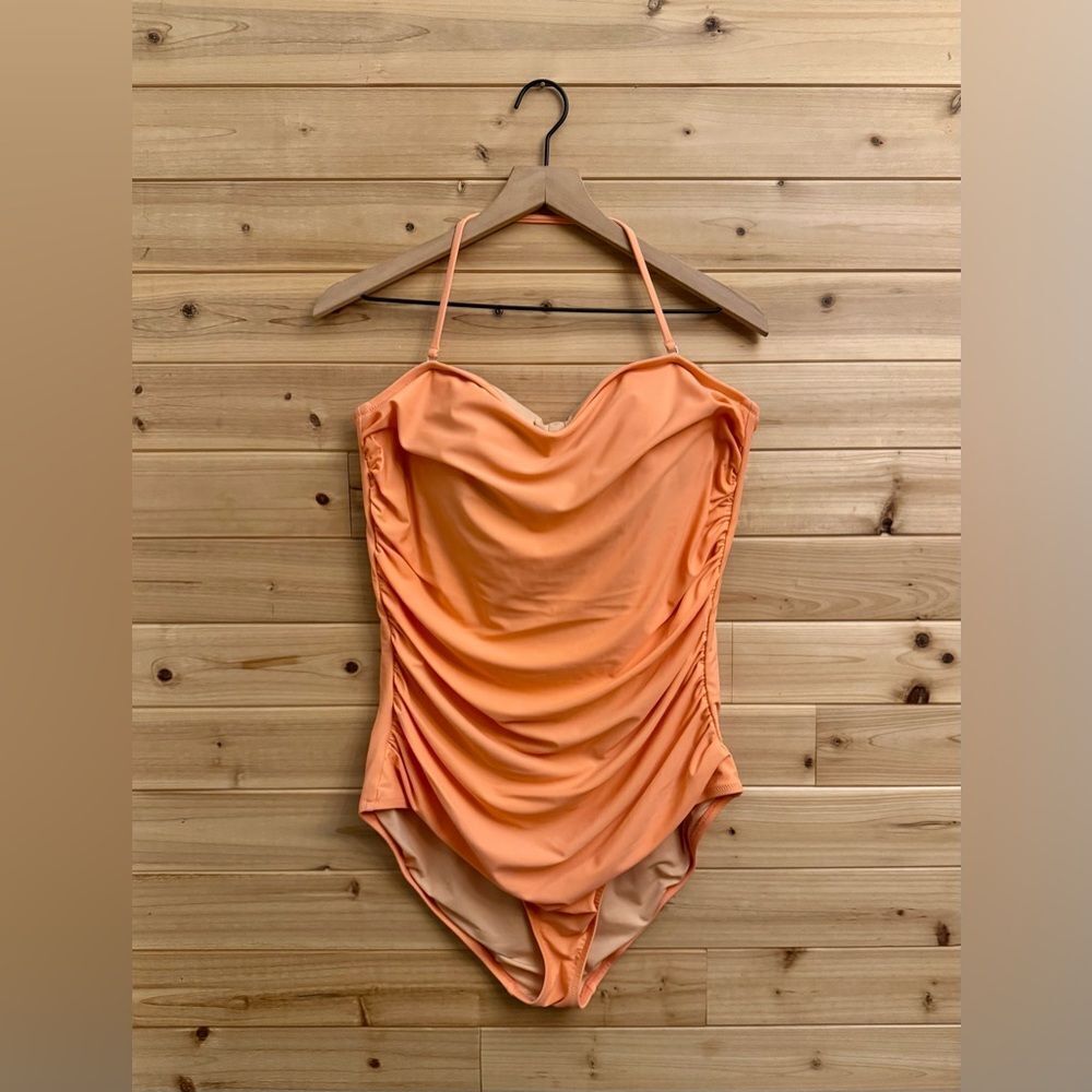 J. Crew Factory Size XLarge Strapless Bandeau Salmon One Piece Swimsuit